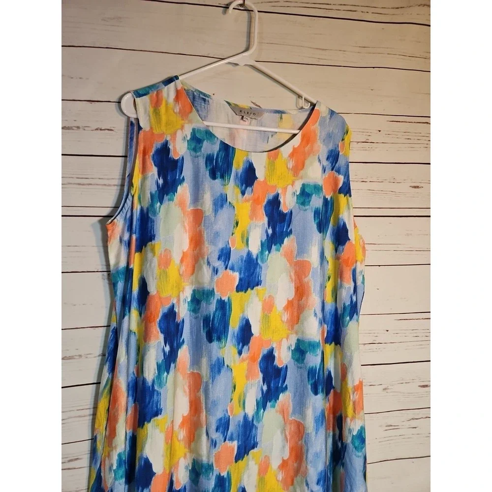 KLEIO Womens XXL Abstract Painterly‎ Print Sleeveless Midi Dress - Picture 3 of 11